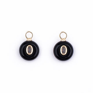 GOLD ONYX STONE CHARM - HUGGIES (PAIR)