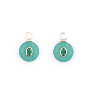 GOLD GREEN AVENTURINE STONE CHARM - HUGGIES (PAIR)