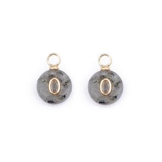 GOLD LABRADORITE STONE CHARM - HUGGIES (PAIR)