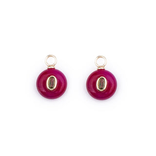 GOLD FUCHSIA AGATE STONE CHARM - HUGGIE (PAIR)