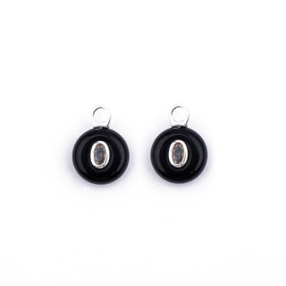 SILVER ONYX STONE CHARM - HUGGIE (PAIR)