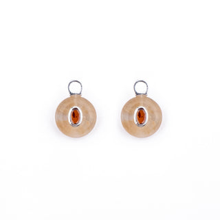 SILVER SUNSTONE STONE CHARM - HUGGIE (PAIR)