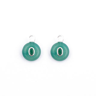 SILVER GREEN AVENTURINE STONE CHARM - HUGGIE (PAIR)