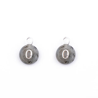 SILVER LABRADORITE STONE CHARM - HUGGIE (PAIR)
