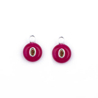 SILVER FUCHSIA AGATE STONE CHARM - HUGGIE (PAIR)