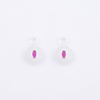 SILVER WHITE AGATE STONE CHARM - HUGGIE (PAIR)