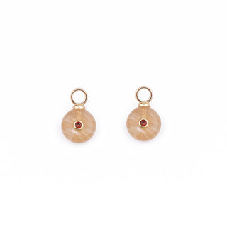 MINI GOLD SUNSTONE STONE CHARM - HUGGIE (PAIR)