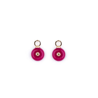 MINI GOLD FUCHSIA AGATE STONE CHARM - HUGGIE (PAIR)
