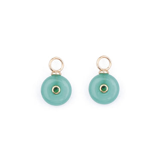 MINI GOLD GREEN AVENTURINE STONE CHARM - HUGGIES (PAIR)