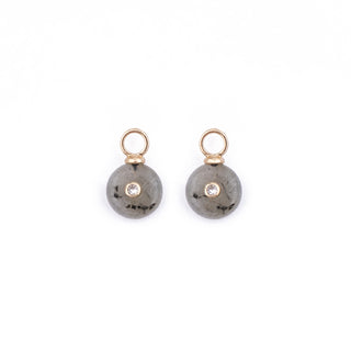 MINI GOLD LABRADORITE STONE CHARM - HUGGIES (PAIR)