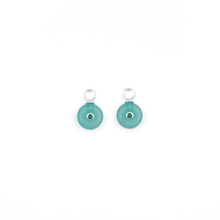 MINI SILVER GREEN AVENTURINE STONE CHARM - HUGGIE (PAIR)