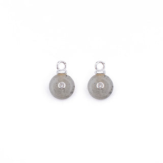 MINI SILVER LABRADORITE STONE CHARM - HUGGIE (PAIR)