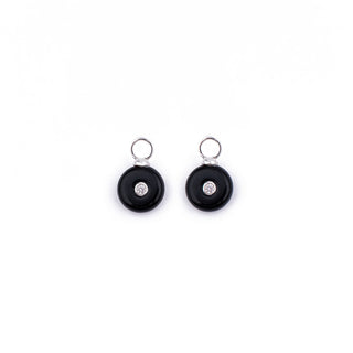 MINI SILVER ONYX STONE CHARM - HUGGIE (PAIR)