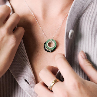 SILVER GEM RING CHARM - EMERALD QUARTZ