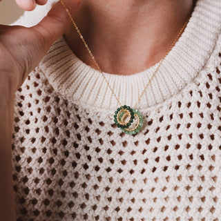 GOLD GEM  RING CHARM - GREEN QUARTZ