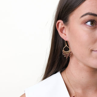 GARNET CHANDELIER EARRINGS