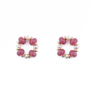 GOLD RONDELLE EARRING CHARMS - STRAWBERRY (PAIR)