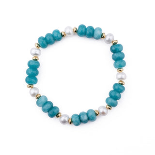 GOLD TEAL RONDELLE STRETCH BRACELET