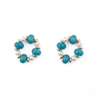 GOLD RONDELLE EARRING CHARMS - TEAL (PAIR)