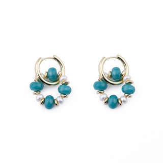 GOLD RONDELLE EARRING CHARMS - TEAL (PAIR)