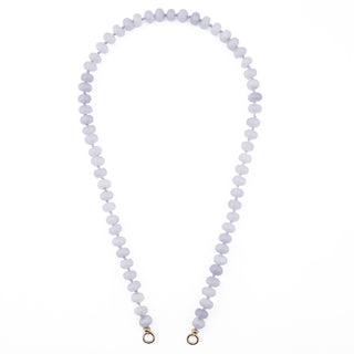 GOLD SOFT GREY BEADED JADE NECKLACE
