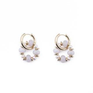 GOLD RONDELLE EARRING CHARMS - SOFT GREY (PAIR)