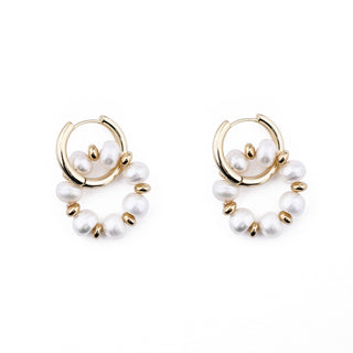 GOLD RONDELLE EARRING CHARMS - FRESHWATER PEARLS (PAIR)