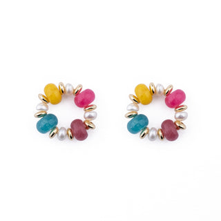GOLD RONDELLE EARRING CHARMS - RAINBOW (PAIR)