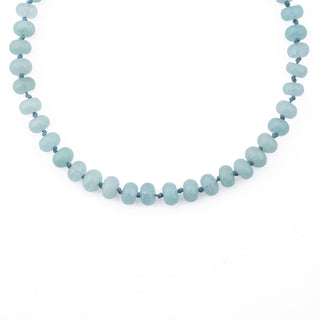 SILVER AQUAMARINE RONDELLE BEAD NECKLACE