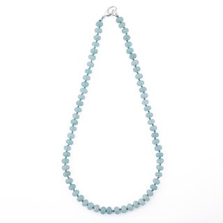 SILVER AQUAMARINE RONDELLE BEAD NECKLACE
