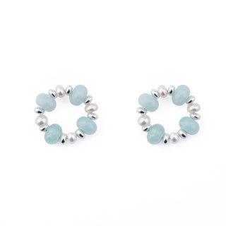 SILVER RONDELLE EARRING CHARMS - AQUAMARINE (PAIR)