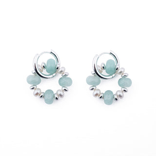 SILVER RONDELLE EARRING CHARMS - AQUAMARINE (PAIR)