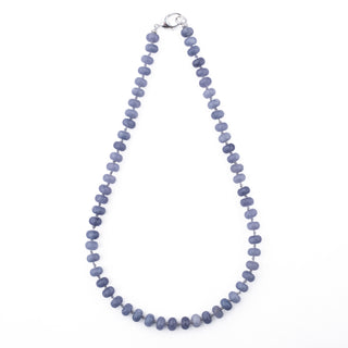 SILVER PERIWINKLE RONDELLE BEAD NECKLACE