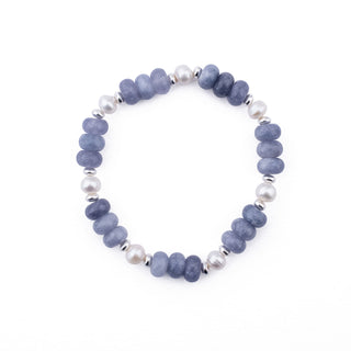 SILVER PERIWINKLE RONDELLE STRETCH BRACELET