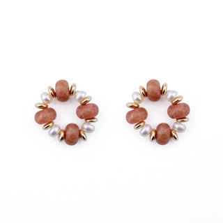 GOLD RONDELLE EARRING CHARMS - CHAMPAGNE (PAIR)