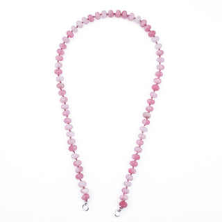 SILVER SOFT PINK BEADED JADE NECKLACE