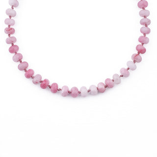 SILVER SOFT PINK RONDELLE BEAD NECKLACE
