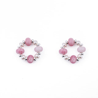 SILVER RONDELLE EARRING CHARMS - SOFT PINK (PAIR)