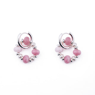 SILVER RONDELLE EARRING CHARMS - SOFT PINK (PAIR)