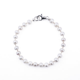 SILVER FRESHWATER PEARL KNOTTED BRACELET