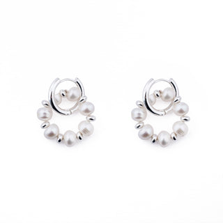 SILVER RONDELLE EARRING CHARMS - FRESHWATER PEARLS (PAIR)
