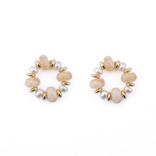 GOLD RONDELLE EARRING CHARMS - BEIGE (PAIR)