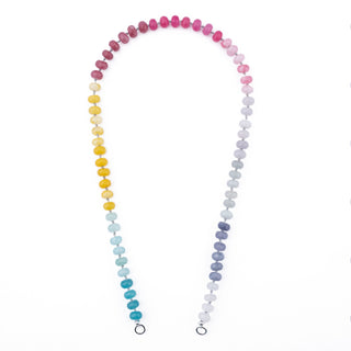 SILVER RAINBOW JADE BEADED NECKLACE