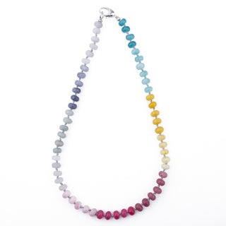 SILVER RAINBOW RONDELLE BEAD NECKLACE
