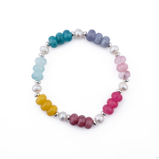 SILVER RAINDBOW RONDELLE STRETCH BRACELET