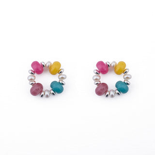 SILVER RONDELLE EARRING CHARMS - MULTI (PAIR)