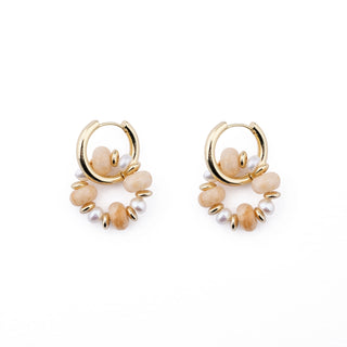 GOLD RONDELLE EARRING CHARMS - BEIGE (PAIR)