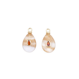 LARGE GOLD SUNSTONE STONE CHARM (PAIR)