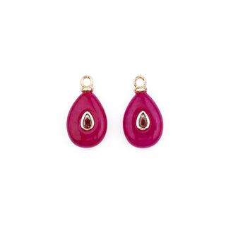 LARGE GOLD FUCHSIA STONE CHARM (PAIR)