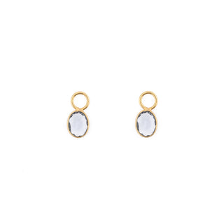 GOLD CRYSTAL QUARTZ HUGGIE BEZEL CHARMS (PAIR)
